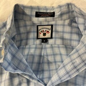 Faconnable Light Blue Plaid Casual Button-Down Shirt